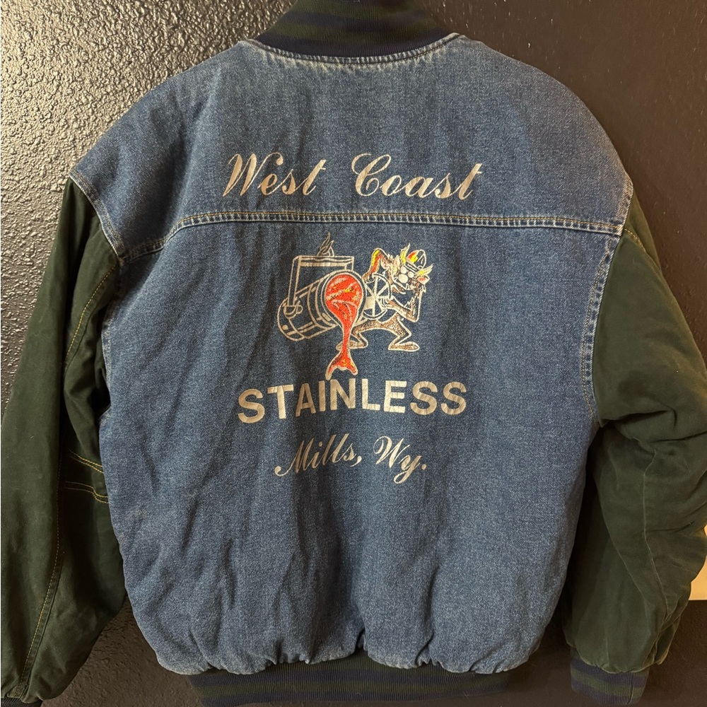 West Coast Stainless Denim & Green Sleeve Jacket